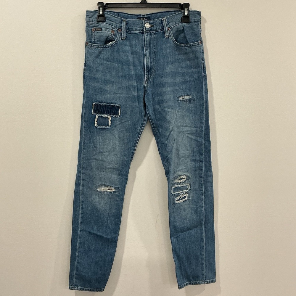 Polo Ralph Lauren Jeans Boys Sullivan Slim Size 18 Blue Distressed Denim Pants